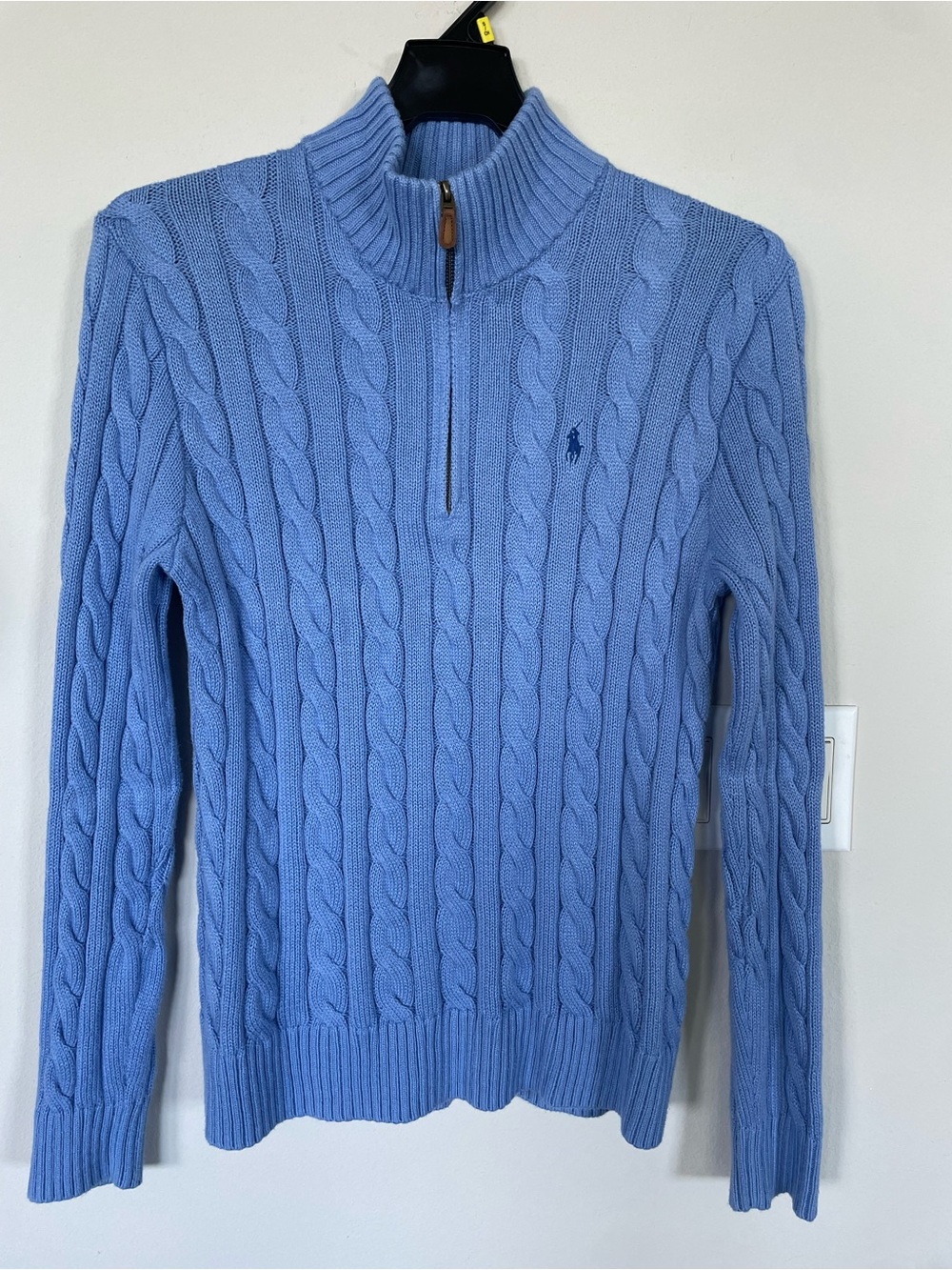 New Without Tag  Polo Ralph Lauren Men 100%Cotton Quarter Zip Sweater Blue Small